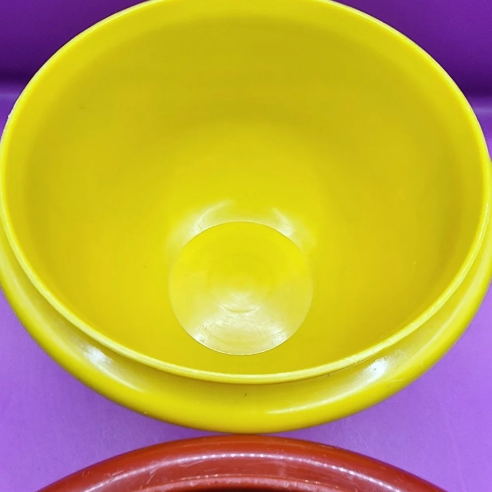 2 Tupperware Servalier Bowls -no lids- Yellow Orange Vintage